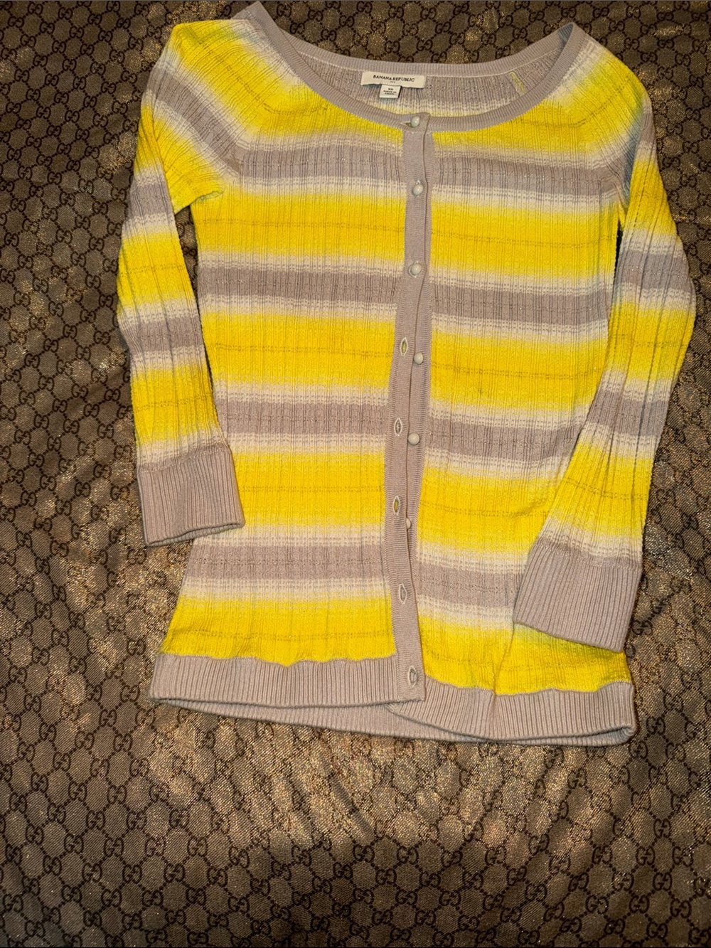 Banana Republic Yellow & Gray Striped Women’s Cardigan